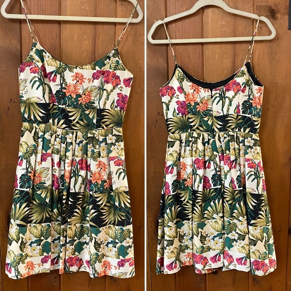 Nicole Miller Dresses & Skirts - NICOLE MILLER Artelier Tropical Floral Silk Dress Spaghetti Straps Sz 6